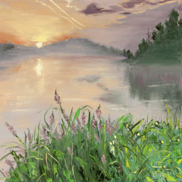 The lake at the sunset
