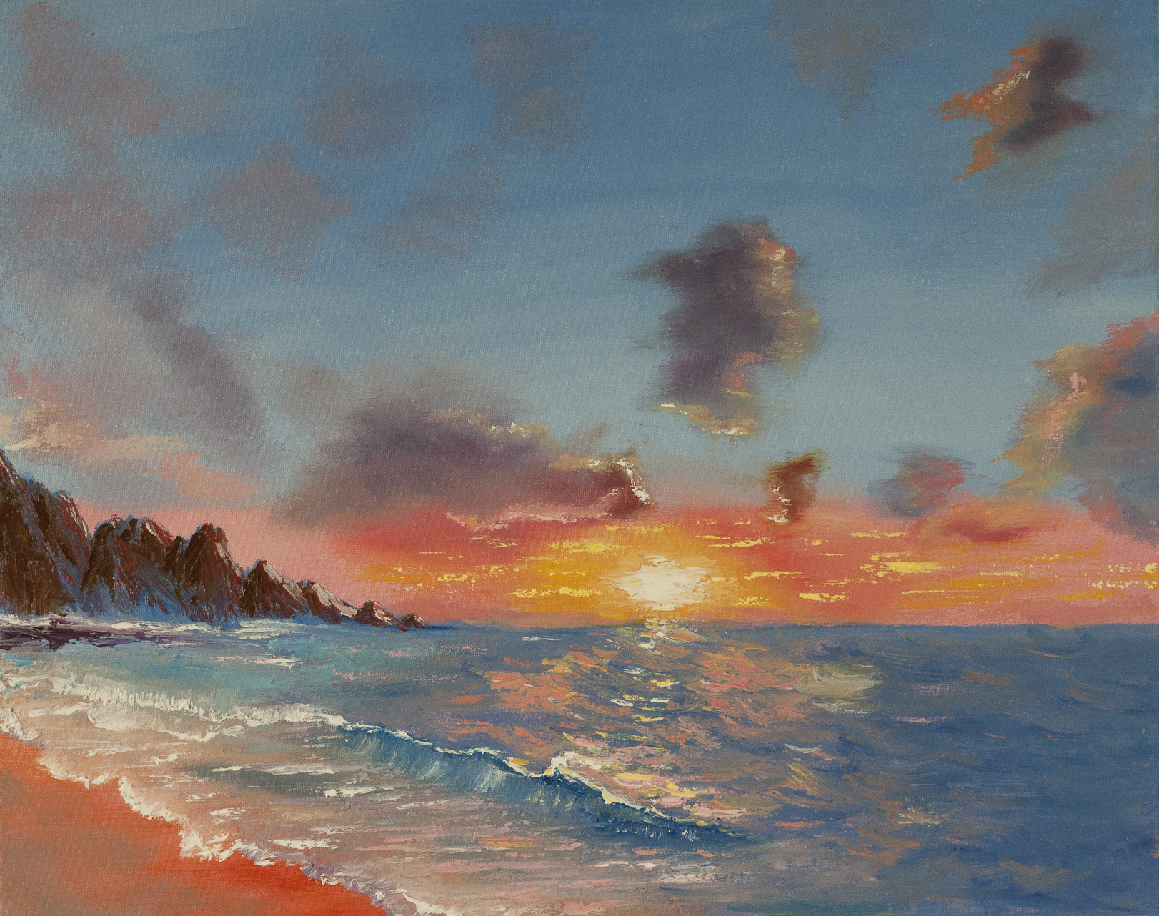 Sea at the sunset I Learn Painting
